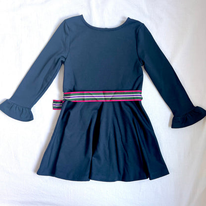 (Pre-loved) Polo Ralph Lauren Navy Blue Dress with Pink Belts 女童深藍色長袖裙連身裙 3T