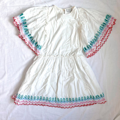 (Pre-loved) Stella McCartney White Scalloped Cotton Dress 彩色扇形刺繡裙 10Y