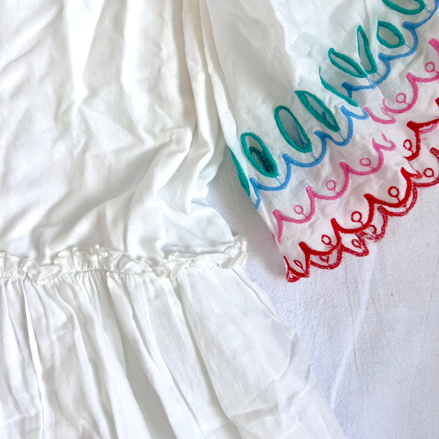 (Pre-loved) Stella McCartney White Scalloped Cotton Dress 彩色扇形刺繡裙 10Y