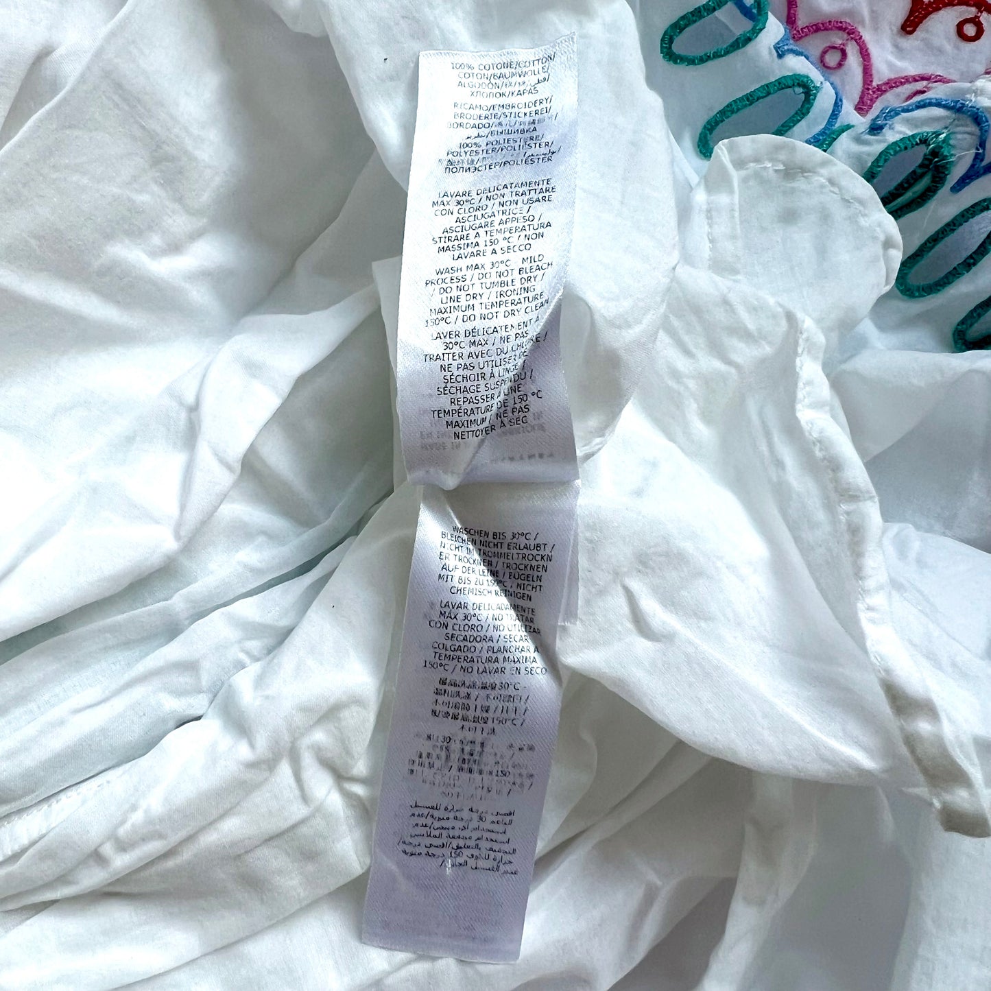 (Pre-loved) Stella McCartney White Scalloped Cotton Dress 彩色扇形刺繡裙 10Y