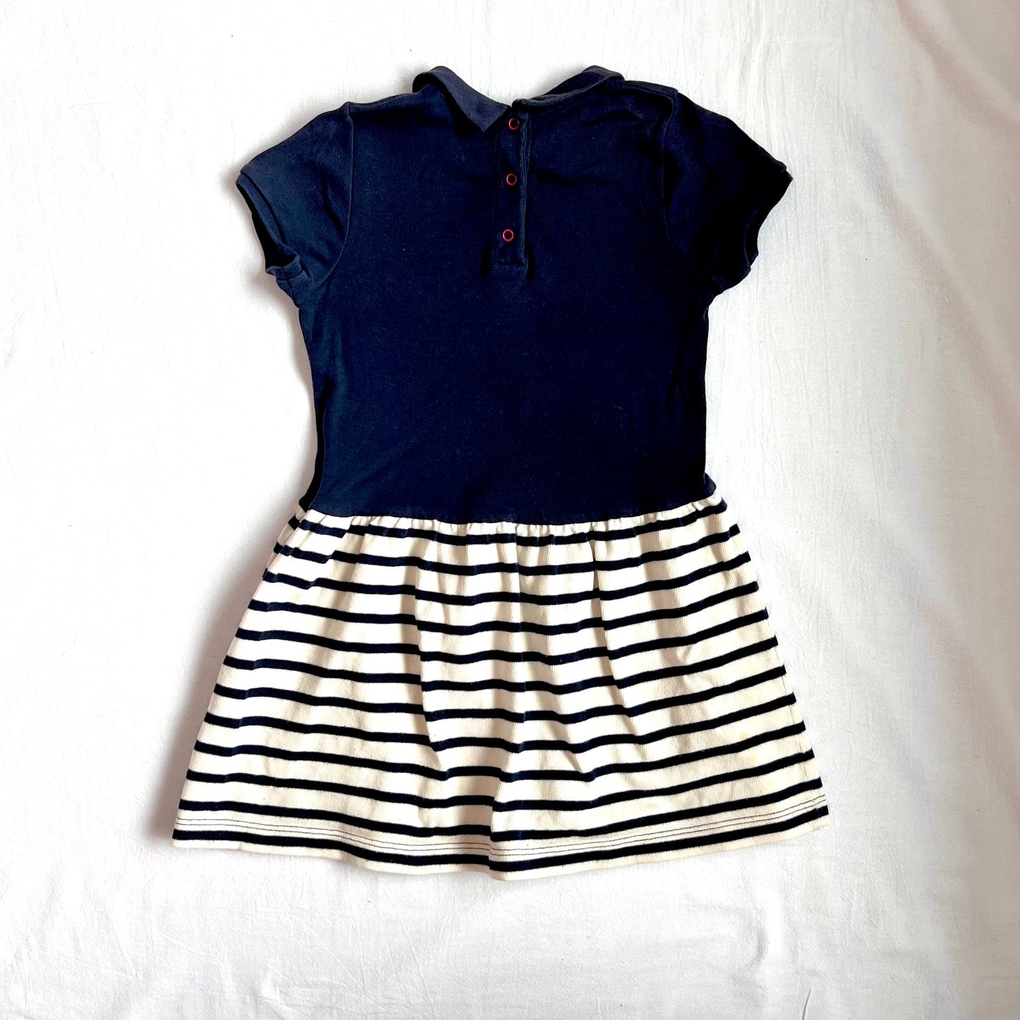 (Pre-loved) Petite Bateau Navy Striped Dress 深藍色短袖間條裙 4Y