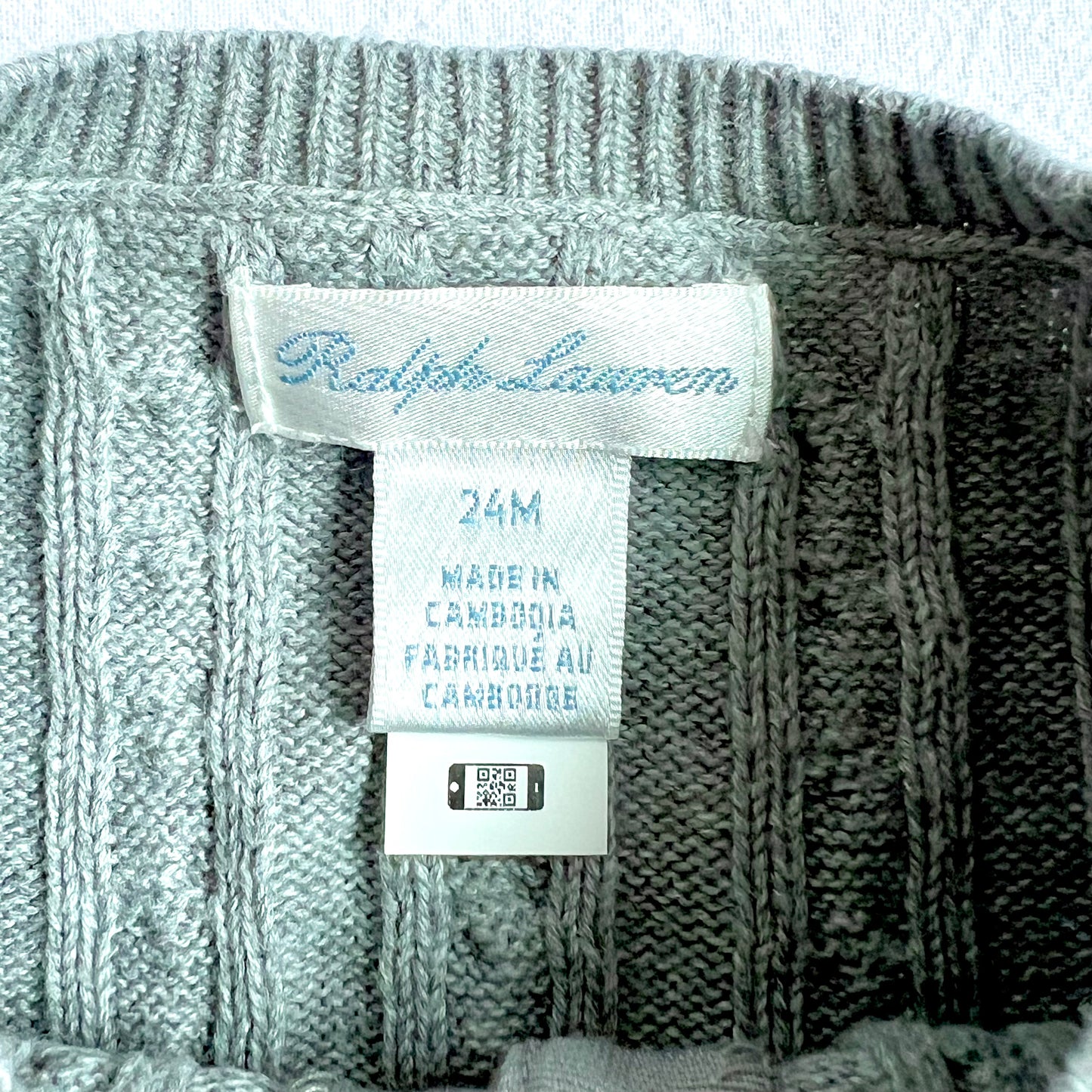 (Pre-loved) Polo Ralph Lauren Grey Cardigan 女童灰色開襟衫 2Y