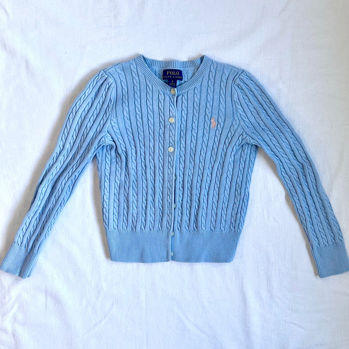 (Pre-loved) Polo Ralph Lauren Cable Knit Cardigan 藍色麻花針織開襟衫 6Y