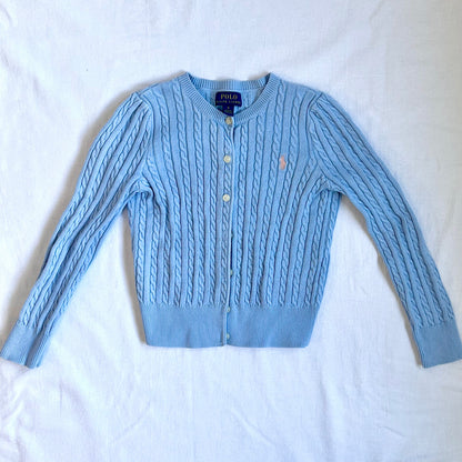(Pre-loved) Polo Ralph Lauren Cable Knit Cardigan 藍色麻花針織開襟衫 6Y