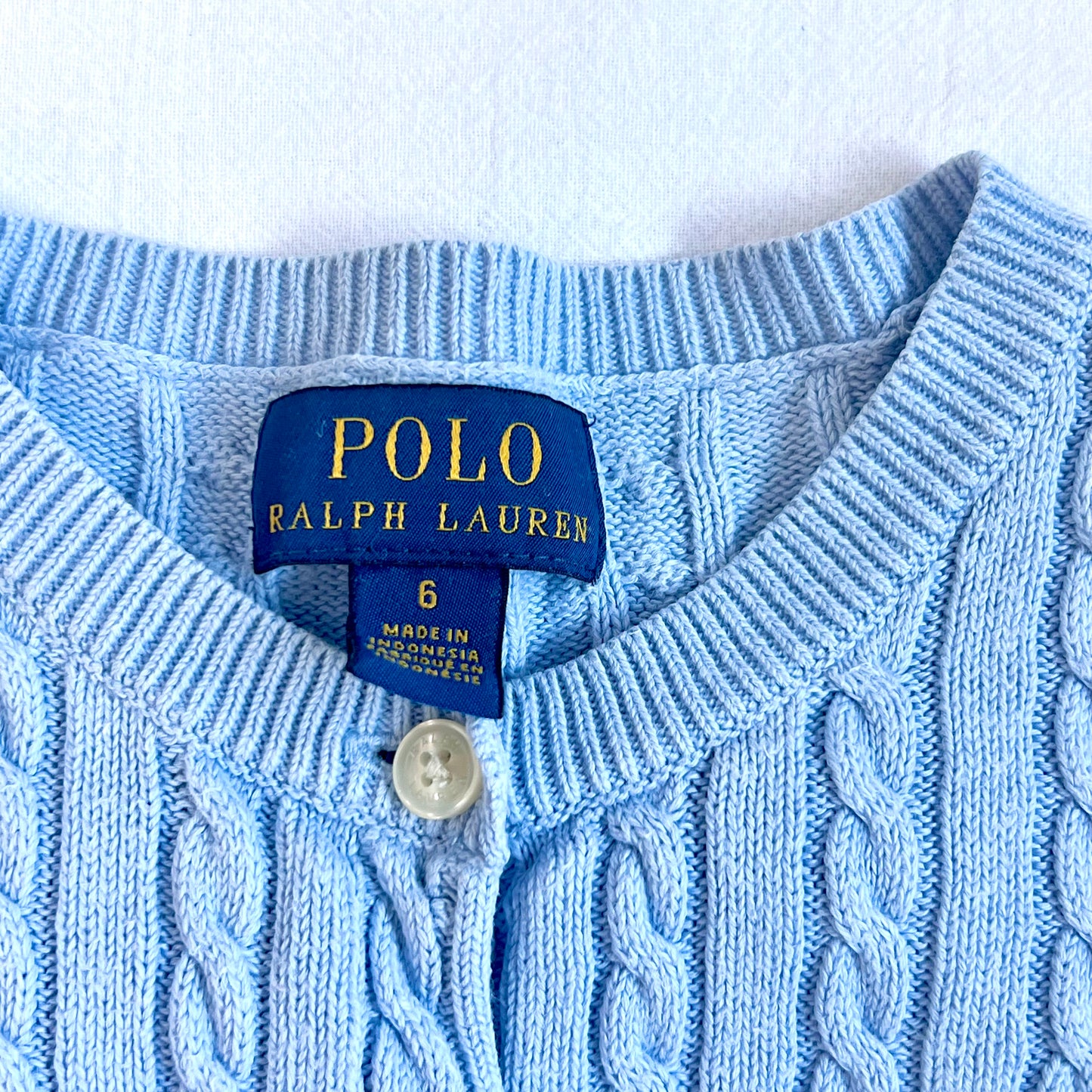 (Pre-loved) Polo Ralph Lauren Cable Knit Cardigan 藍色麻花針織開襟衫 6Y