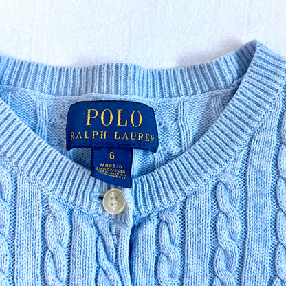 (Pre-loved) Polo Ralph Lauren Cable Knit Cardigan 藍色麻花針織開襟衫 6Y