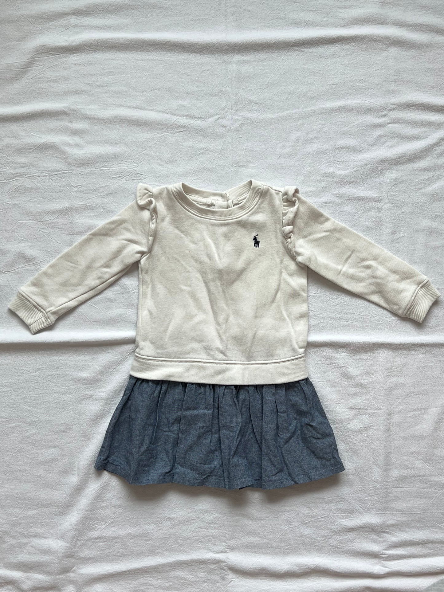 (Pre-loved) Ralph Lauren Long Sleeve Dress 女童白藍長袖連身裙 18M