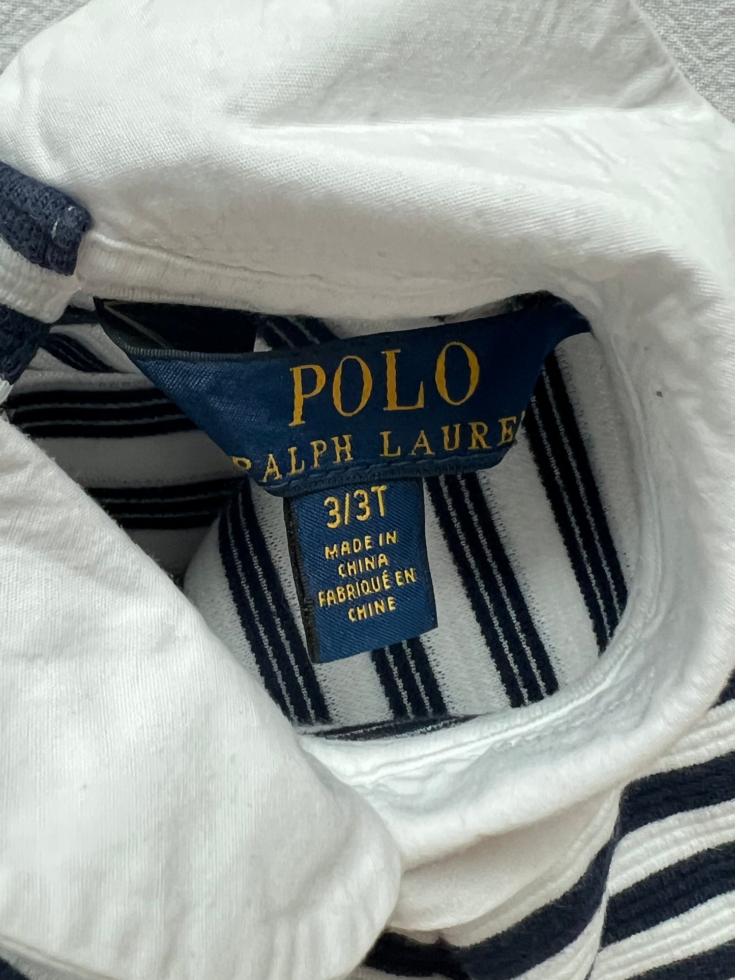 (Pre-loved) POLO Ralph Lauren Long Sleeve Dress 女童黑白條紋長袖連身裙 3T