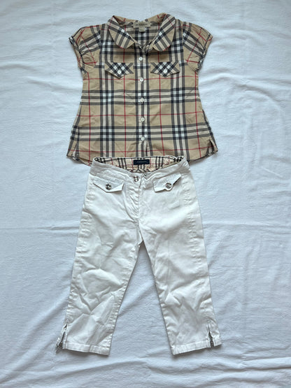 (Pre-loved) Burberry Short Sleeve Shirt Long Pants 女童短袖襯衫長褲 3Y 98