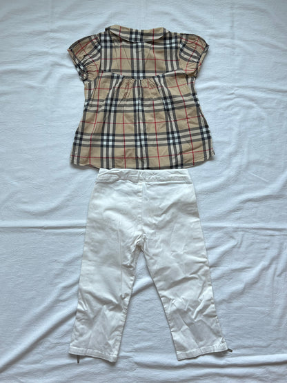 (Pre-loved) Burberry Short Sleeve Shirt Long Pants 女童短袖襯衫長褲 3Y 98