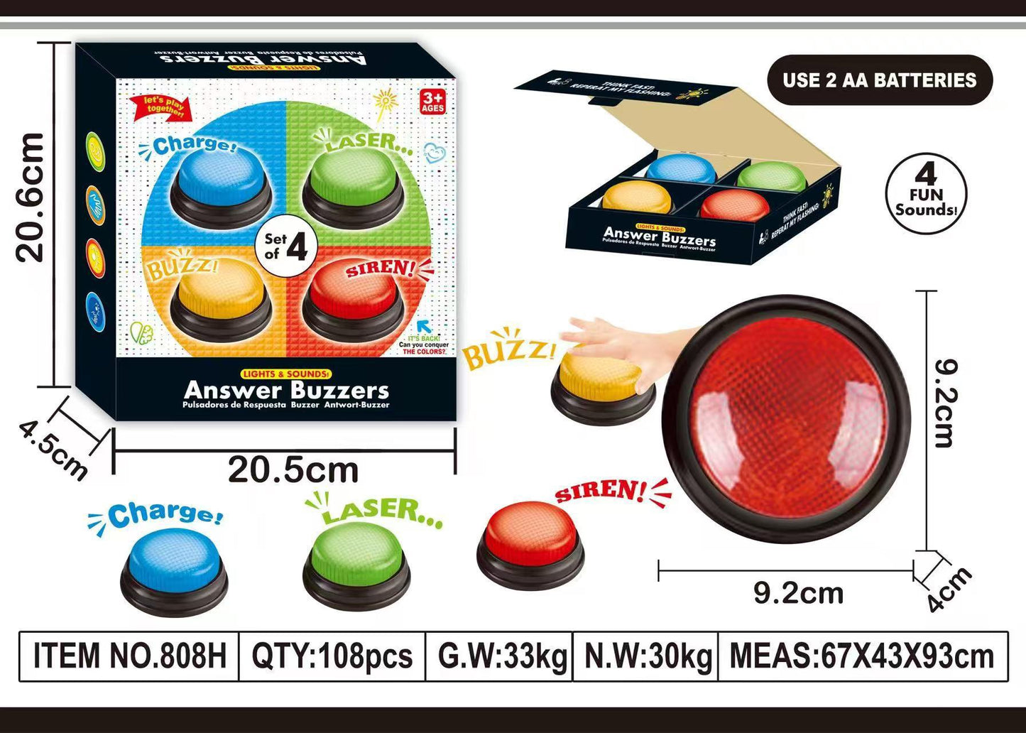 Answer Buzzers 搶答蜂鳴器四件套裝
