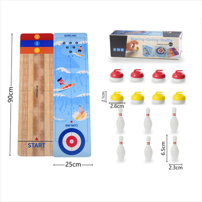 Tabletop Bowling Shuffleboard Curling Game 三合一桌上型遊戲套裝
