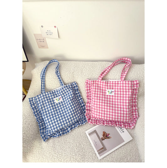 Tote Bag / Shoulder Bag 韓風/日系花邊格仔袋