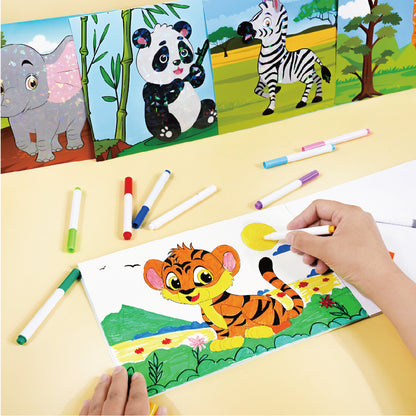 Educational Art Crafts Sticker By Number Book Animal 兒童手作貼紙書  動物