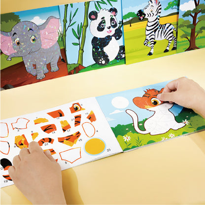 Educational Art Crafts Sticker By Number Book Animal 兒童手作貼紙書  動物